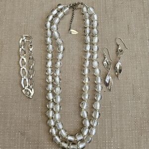 SET! 925 ISRAEL Earrings, 925 Bracelet, Coldwater Creek Glass Bead Necklace SET!